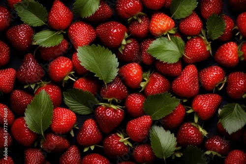 Strawberry background. Summer ripe color. Generate Ai