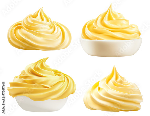 Set of yellow whipped creams, cut out