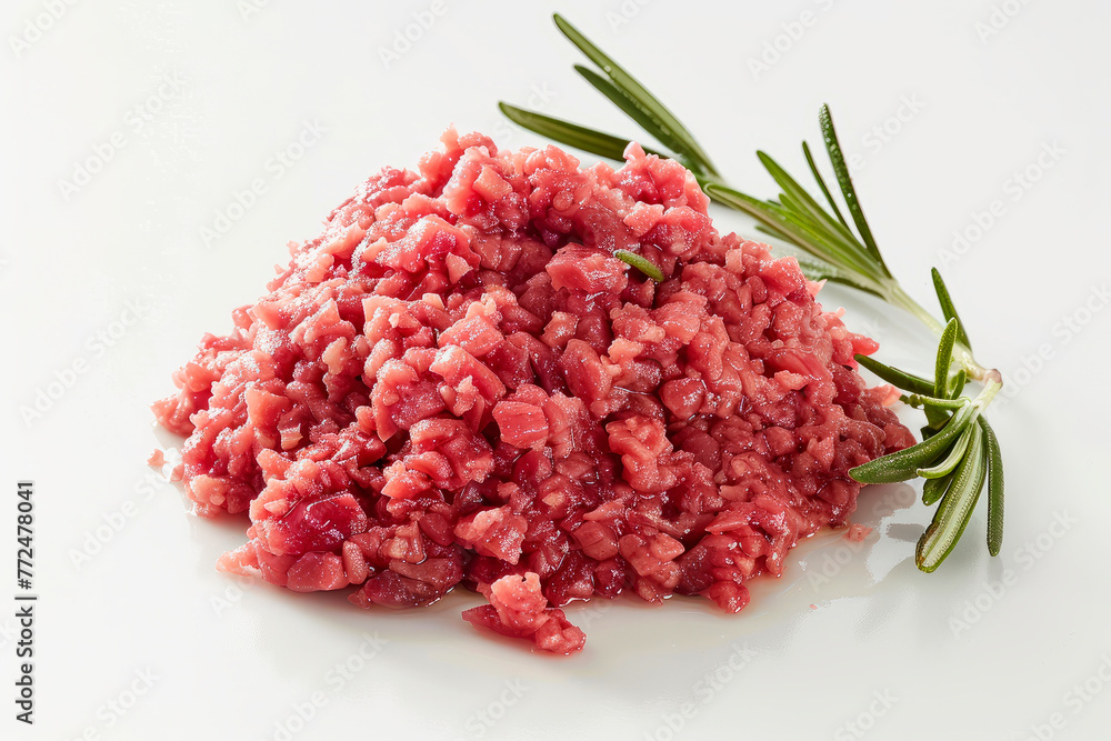 Fresh minced meat on a white background Fresh minced meat on a white background