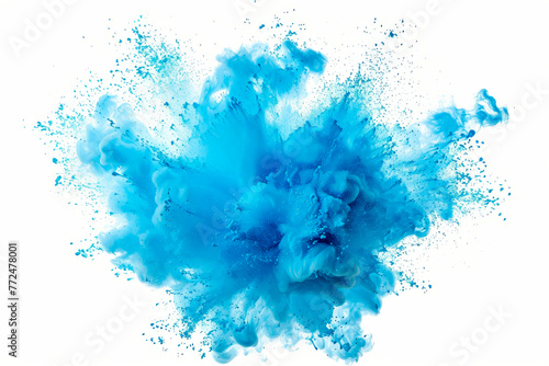 Explosion of colored powder on a white background