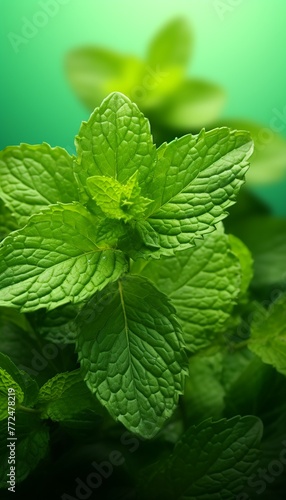  Fresh green mint plants growing Spice, Mint - Flora Family, Peppermint, Leaves, Herbal Medicine Generate AI