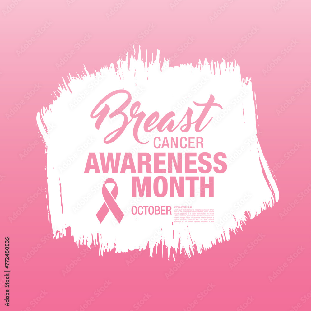 Breast cancer awareness month. Awareness ribbon. Vector illustration