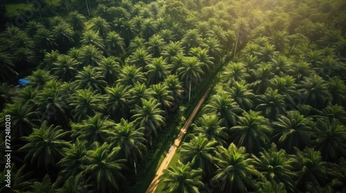 Arial view of palm plantation at east  AI-generated