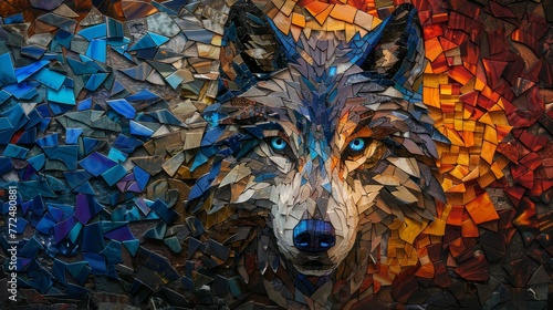 Wallpaper Mural In a world where stories shape reality, a lone artist plots their journey across a mosaic path under the watchful gaze of Fenrir, the mythical wolf. Each step unfolds a tale of survival and creation. Torontodigital.ca
