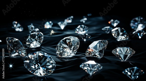 sparkling diamonds  black background Generate AI