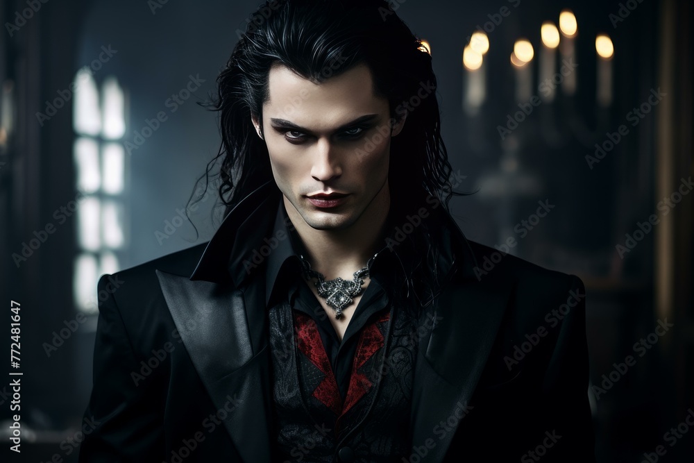 Vampire male. Person face portrait. Generate Ai Vampire male. Person face portrait. Generate Ai