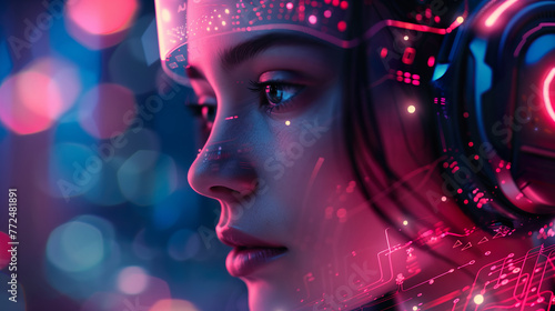 Girl artificial intelligence cyborg or robot, Future world #772481891