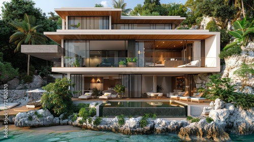 Wallpaper Mural Cliff-Top House Overlooking Water Torontodigital.ca