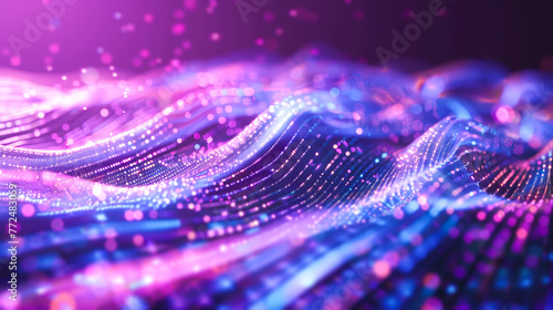Abstract Data Wave in Purple Hues