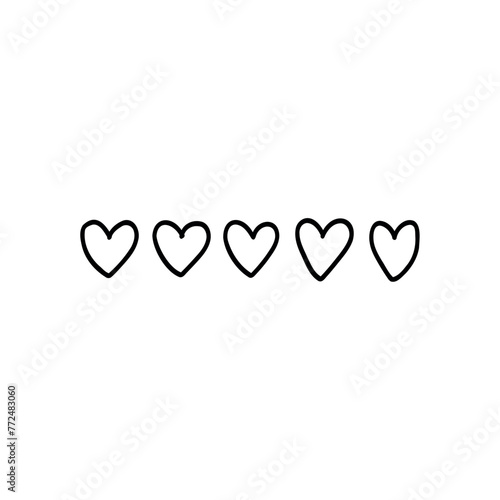 Collection of Love Heart Symbol Icons . Love Illustration Set with Solid and Outline Vector Hearts