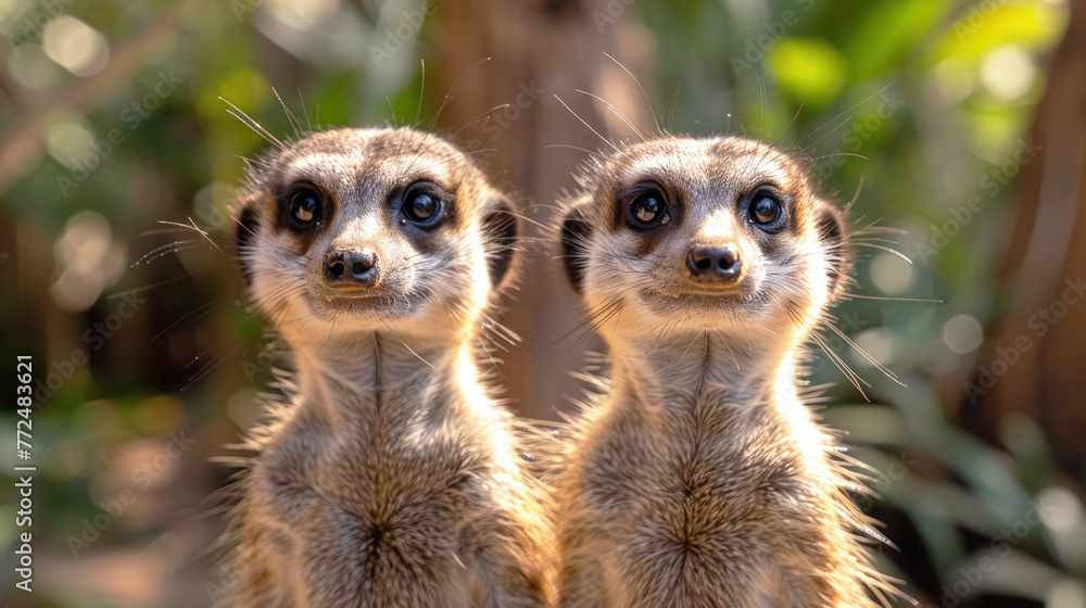 Fototapeta premium Two cute meerkats, close-up.