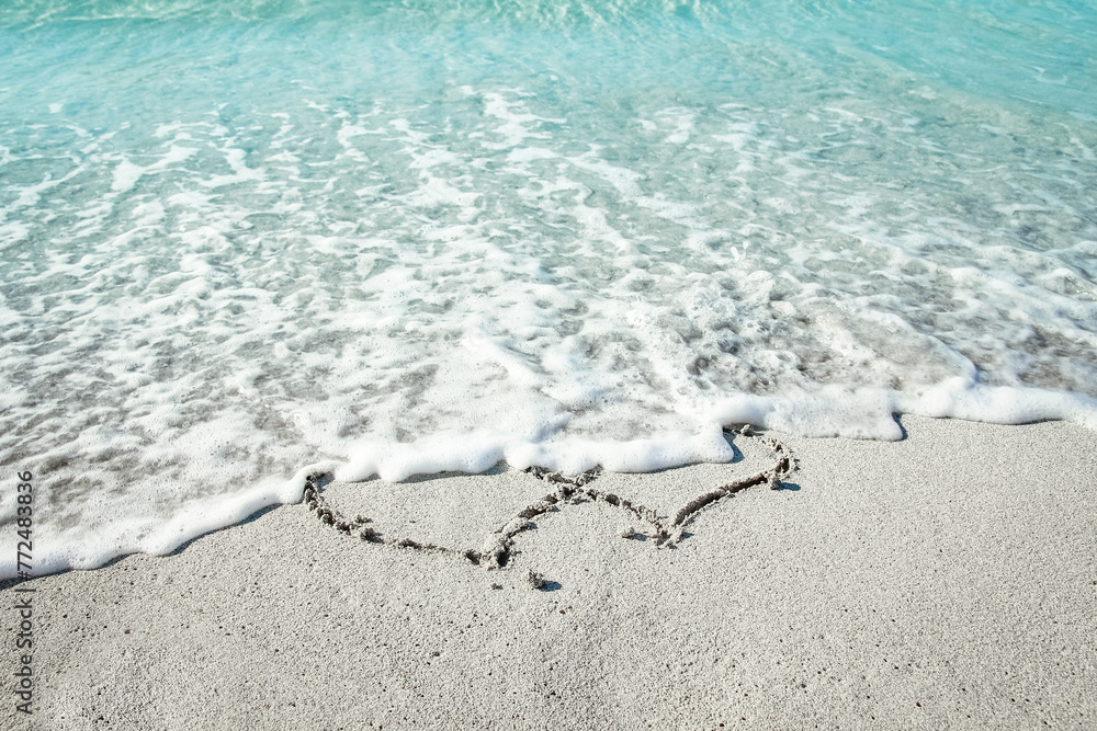 beautiful drawings on the sand of the sea shore