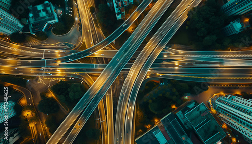 aerial shot of a highway interchange