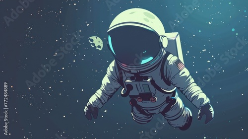 Astronaut in space. Contemporary art. Colorful illustration about space exploration