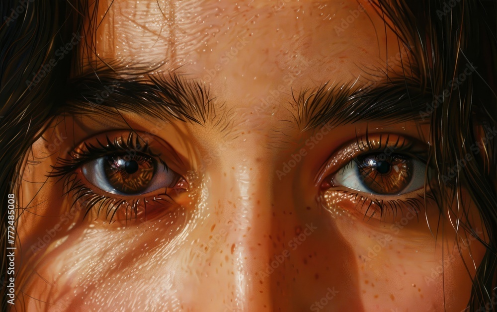 Close-up woman eyes macro staring at camera Close-up woman eyes macro staring at camera