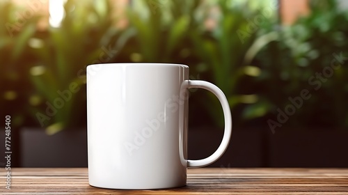 Wallpaper Mural Cup of coffee on wooden table. Torontodigital.ca