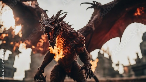Molten roch devil demon dragon in attack  photo