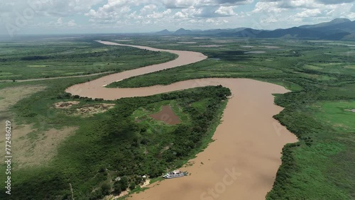 Aerial view of Paraguai River, Pantanal Region - Corumbá, Mato Grosso do Sul, Brazil photo