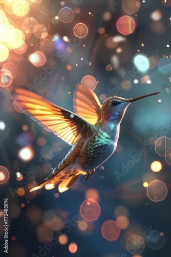 A beautiful hummingbird flying in the air, suitable for nature and wildlife themes