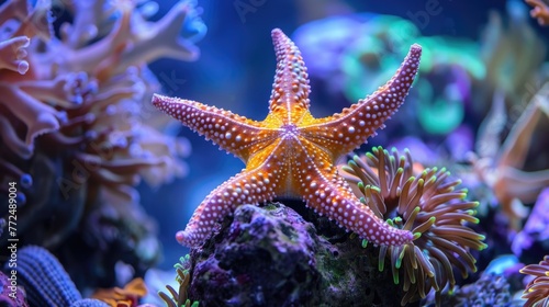 Close up of a starfish in an aquarium, suitable for educational purposes © Fotograf