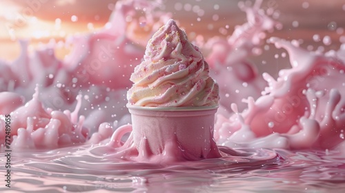 Swirled Pink and White Ice Cream Cup