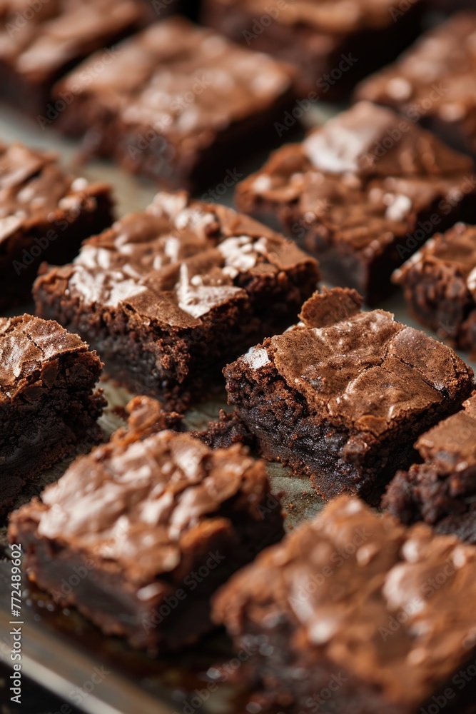 Close up of freshly baked brownies on a wooden table. Perfect for food bloggers and baking enthusiasts Close up of freshly baked brownies on a wooden table. Perfect for food bloggers and baking enthusiasts