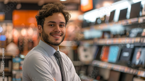 Young man working in retail store