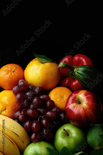 A close up of a variety of fruit on a wooden table. Ideal for healthy eating concepts