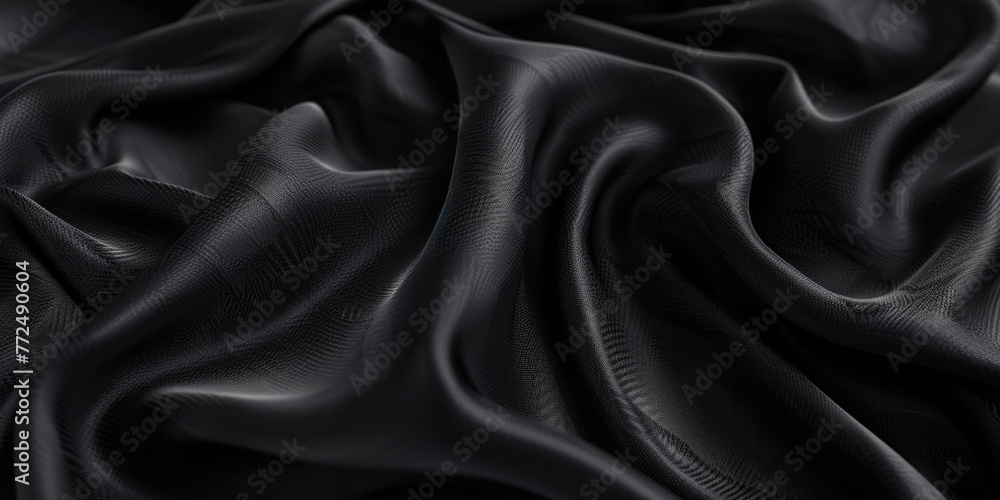 Fototapeta premium Close up of black silk fabric, suitable for fashion or luxury concepts