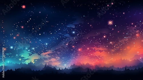 Background strikes and colorful, very aesthetic at night, shooting starlight the sky, Generate AI © VinaAmeliaGRPHIC