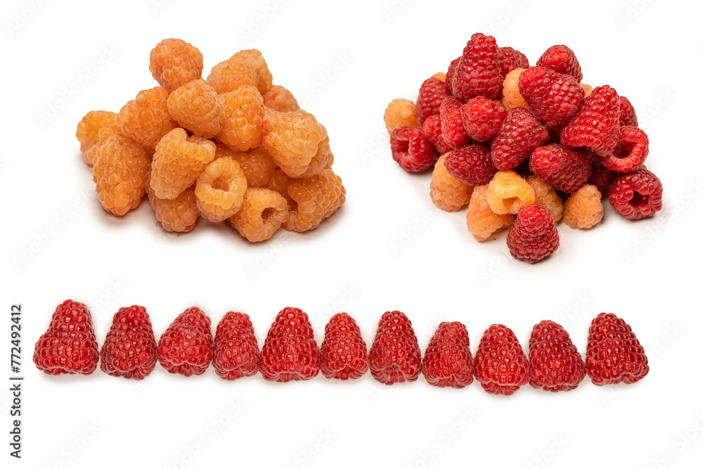 Tasty raspberries isolated on white background. Tasty raspberries isolated on white background.