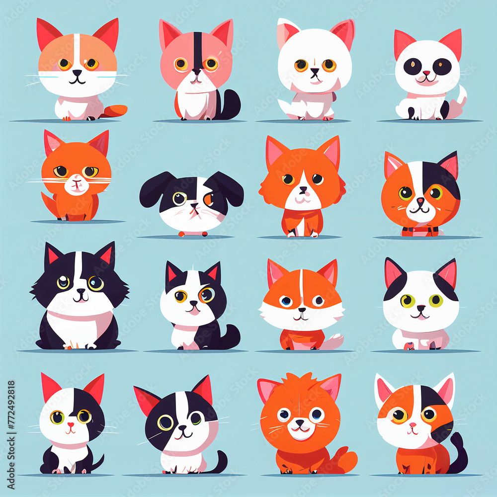 Cartoon Animal Vector Set: Cute Pet Illustrations Cartoon Animal Vector Set: Cute Pet Illustrations