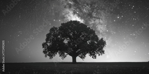 A solitary tree in monochrome, suitable for nature themes