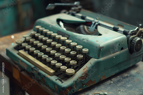 a vintage typewriter, evoking nostalgia for a bygone era of analog communication and creativity