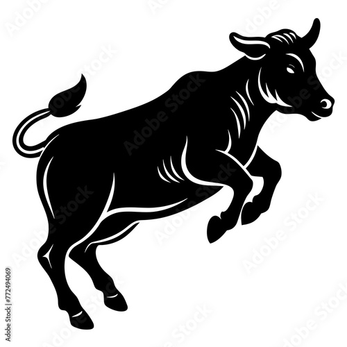 fat cow jump right icon silhouette bold engrave