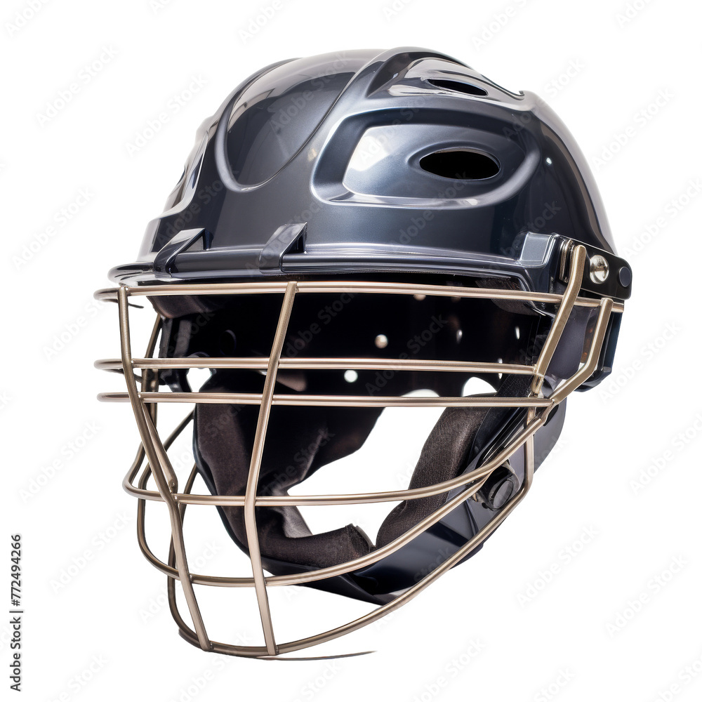 Fototapeta premium A football helmet rests adorned with a sturdy metal cage for added protection on the field