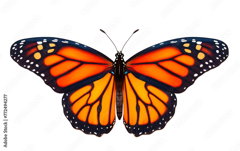 Fototapeta premium A large orange butterfly gracefully flies through the air