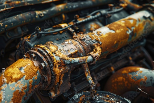 Old rusted engine of a train car, perfect for industrial concepts