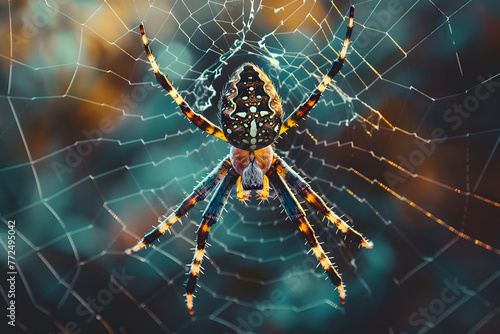a spider weaving its web © kashiStock
