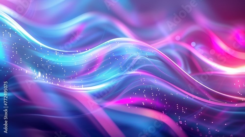 Abstract Futuristic Neon Wave Background with Flowing Blue and Pink Light Trails Digital Motion Effect and Modern Tech Aesthetic Design