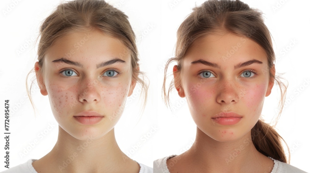 Close-up portrait of a woman with freckles. Suitable for beauty and skincare concepts Close-up portrait of a woman with freckles. Suitable for beauty and skincare concepts