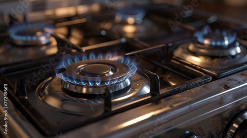 Detailed view of a gas stove burner. Suitable for kitchen appliance concepts