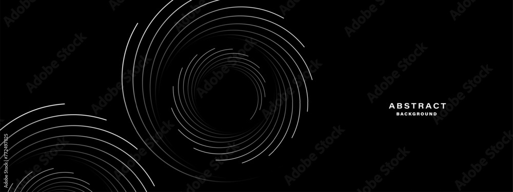 Black abstract background with spiral shapes. Technology futuristic template. Vector illustration.
 - obrazy, fototapety, plakaty 