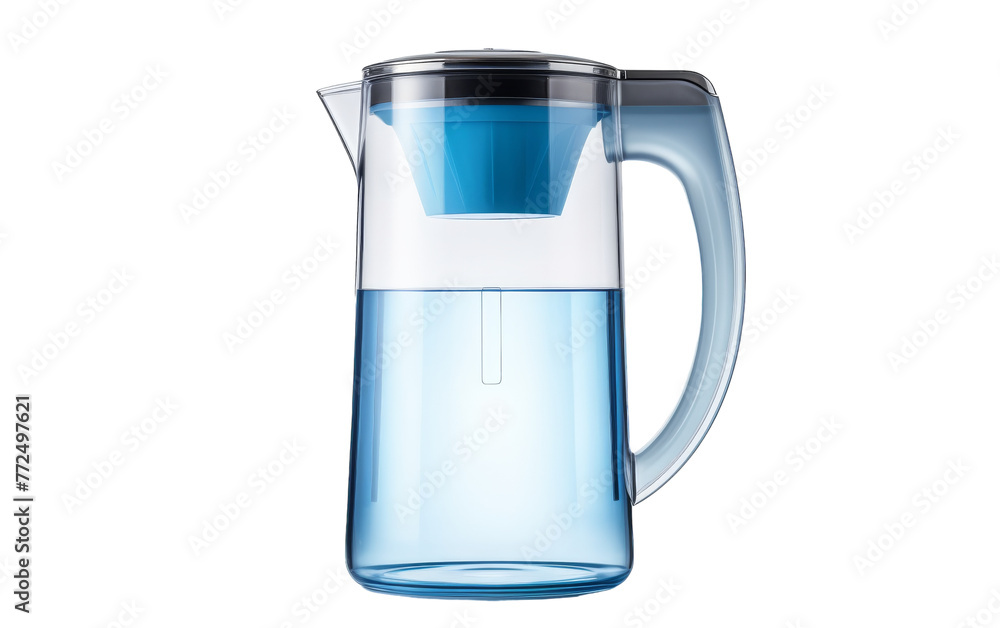 A glass pitcher filled with a mysterious blue liquid A glass pitcher filled with a mysterious blue liquid