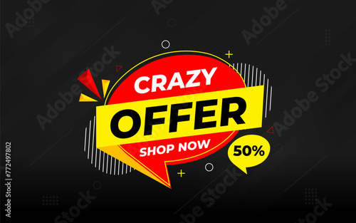 Crazy Offer Sale Background. Sale banner design template. Vector illustration. Market promotion banner and crazy discount announcement background vector illustration