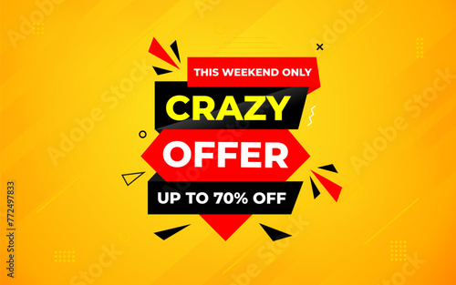 Crazy Offer Sale Background. Sale banner design template. Vector illustration. Market promotion banner and crazy discount announcement background vector illustration