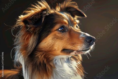 Close up of a dog's face with a blurry background. Suitable for various pet-related designs