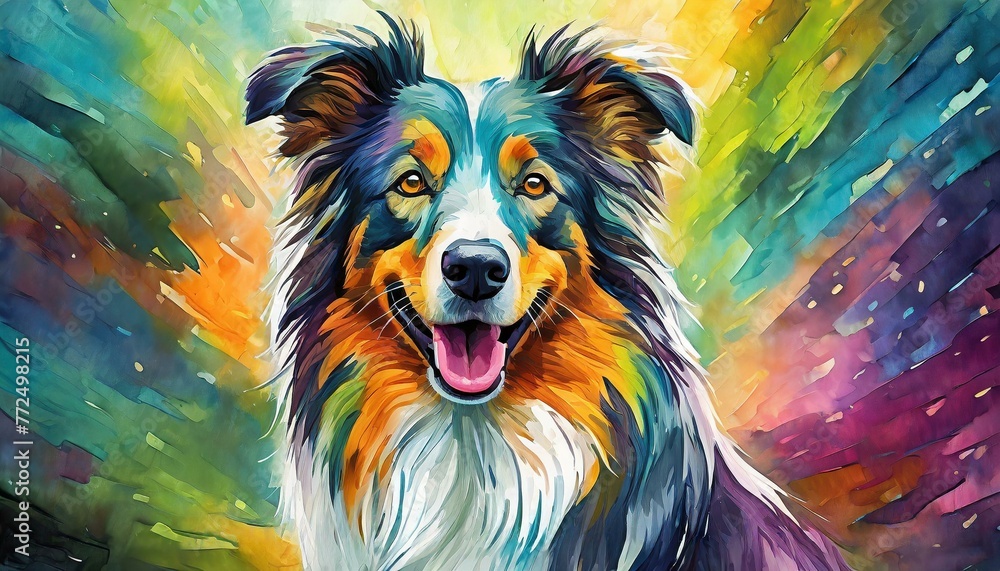 Colorful abstract pop art beautiful dog Colorful abstract pop art beautiful dog