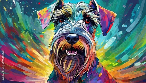 Colorful abstract pop art beautiful terrier dog
