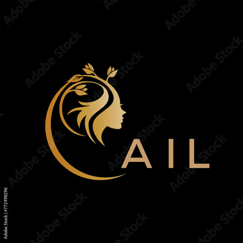 AIL letter logo. best beauty icon for parlor and saloon yellow image on black background. AIL Monogram logo design for entrepreneur and business.	
